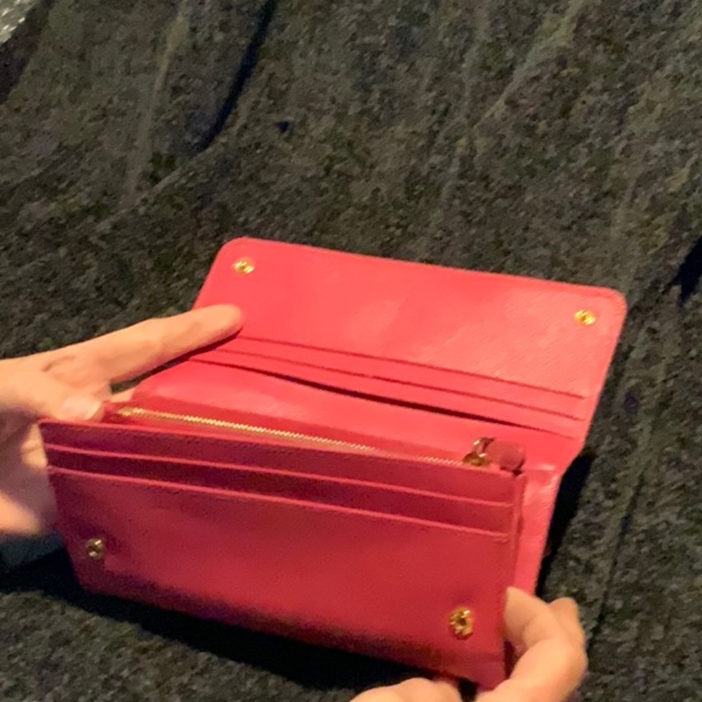 PRADA Leather Wallet Bow, Pink Saffiano Fiocco Ribbon 1M1132 Long Wallet Peonia - Picture 4 of 8